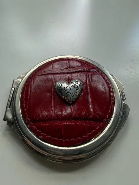 Brighton Joyful Heart Dual Sided Mirror Compact Red Crocodile Leather