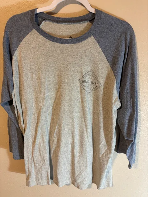 Departwest Raglan Shirt Gray Blue Graphic Long Sleeve
