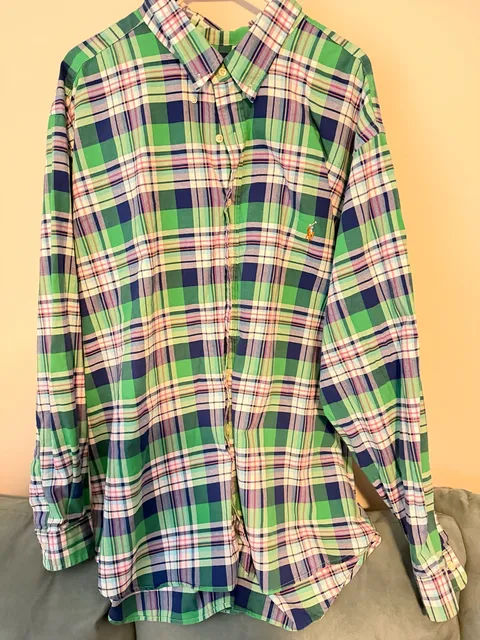 Polo Ralph Lauren Plaid Button Down Shirt Green Long Sleeve