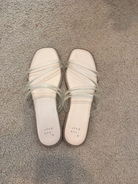 A New Day Estelle Strappy Sandals Size 7 Clear Flat Slide