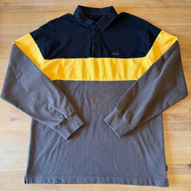 Vans Loose Fit Rugby Shirt Mens Medium Long Sleeve Colorblock Polo Ribbed Top M