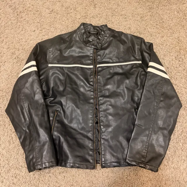 Arizona Jean Company Faux Leather Moto Jacket Black Quilted