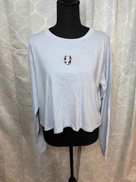 Daydreamer 100% Cotton Long Sleeve Crop Tee Size XS Horseshoe Graphic