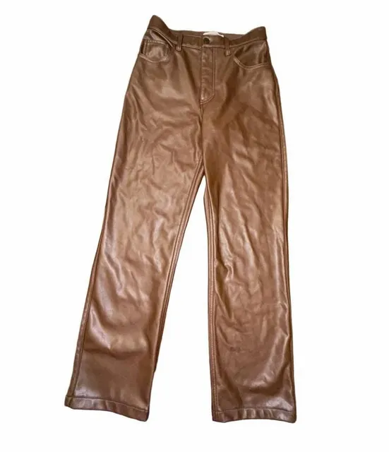 Abercrombie & Fitch Faux Leather Pants 27/4S Brown 90s Straight Ultra High Rise
