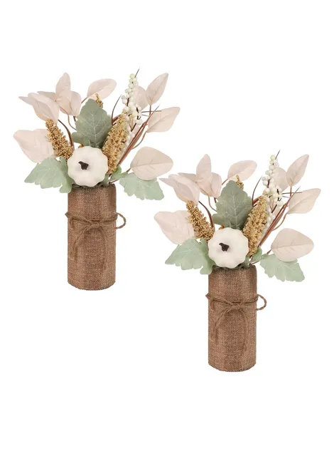 Winemana Fall Floral Arrangement Burlap Vases Set Of 2