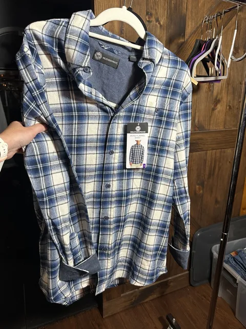 Weatherproof Mens Flannel Shirt Size M Blue Plaid