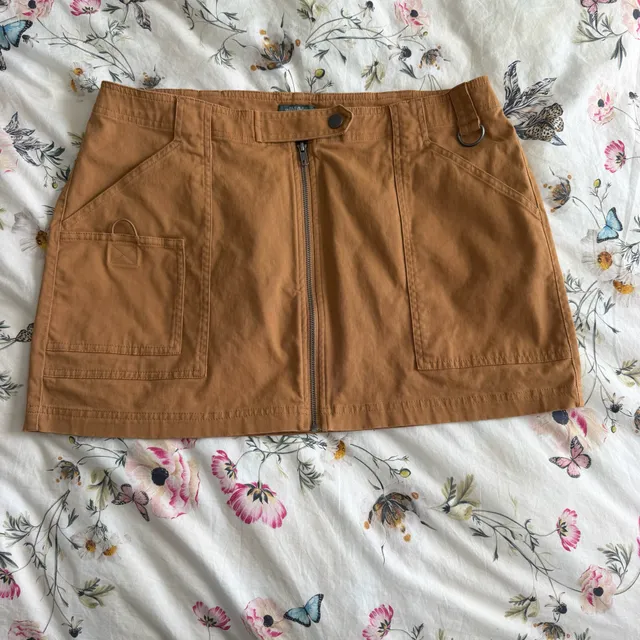 Wild Fable Brown Cargo Utility Zip Front Skirt Size 8