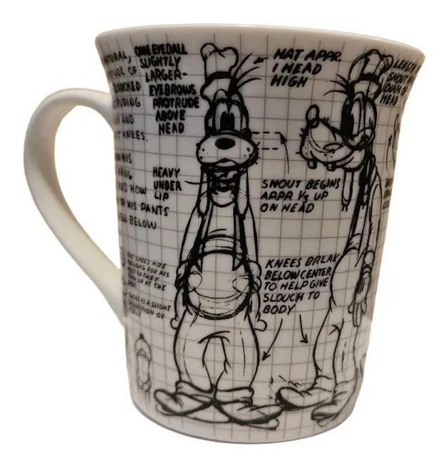 Disney Sketchbook Goofy Animator Model Sheet Coffee Mug Grid 90 Years 12oz