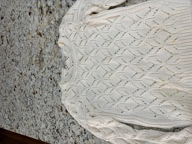 Loft Cable Knit Sweater Size S Cream Cotton Blend Pullover