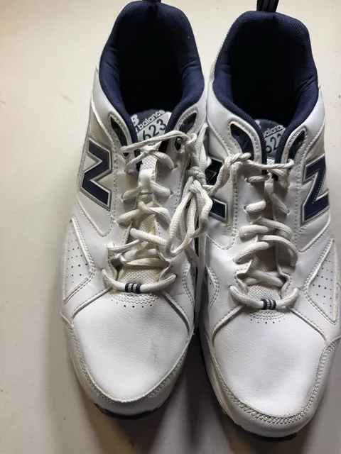 New Balance MX623WN3 Size 16 White Navy Leather Training Shoes