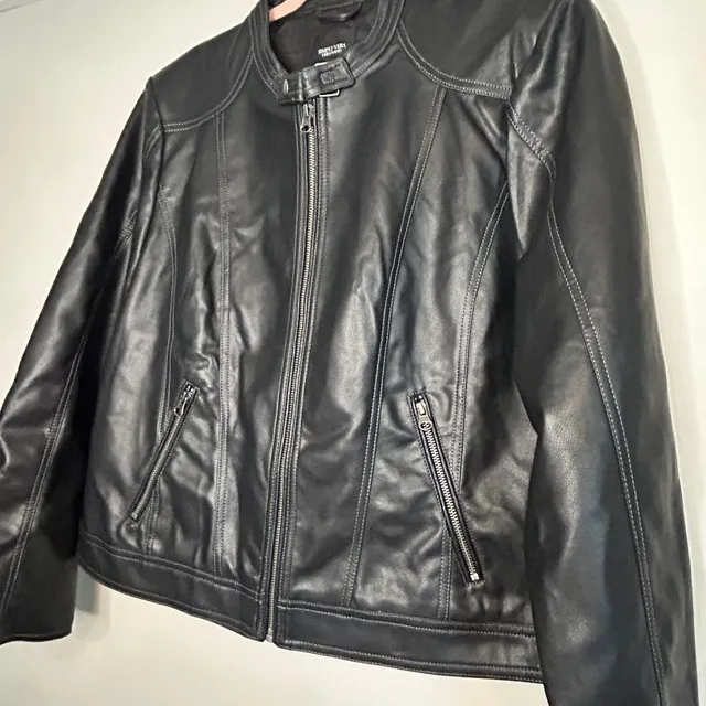 Simply Vera Vera Wang Moto Jacket Size XXL Black Faux Leather