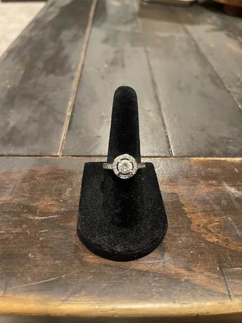 Halo Engagement Ring Sterling Silver Moissanite Center Stone Stamped 925 size 6