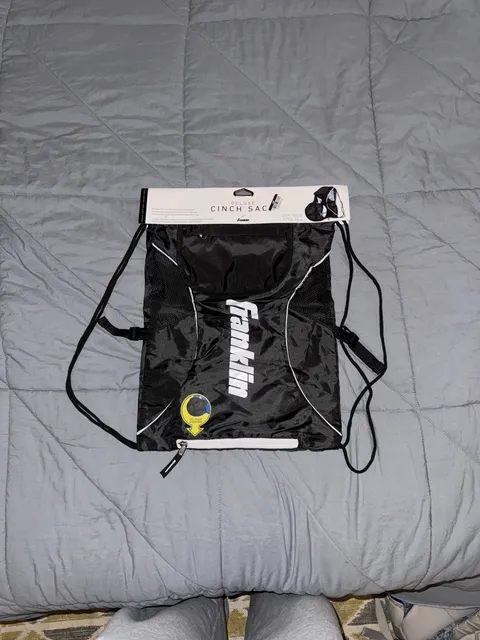 Franklin Deluxe Cinch Sac One Size Black Drawstring Backpack New
