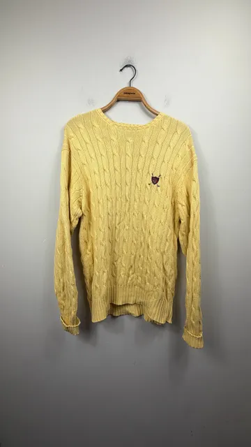 Polo Ralph Lauren Yellow Cable Knit Cotton Sweater