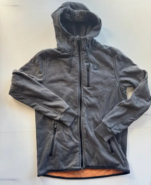 Rip Curl Anti Series Hooded Jacket Size S Gray Fleece Lined