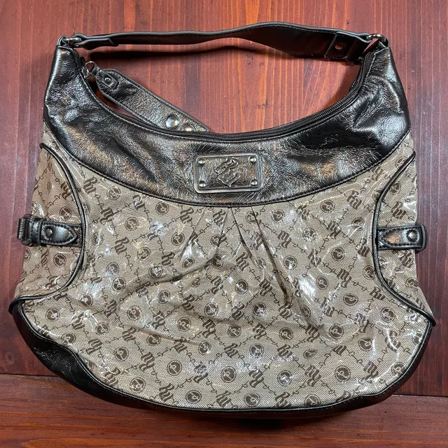 Rocawear Monogram Print Shoulder Bag Metallic Bronze
