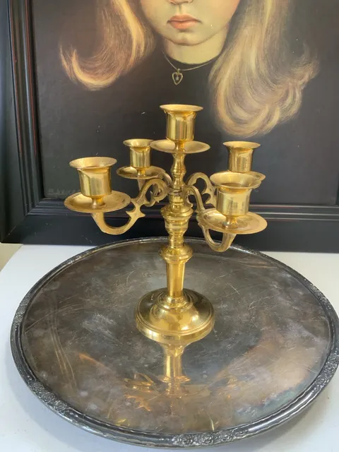 Vintage Brass 5-Arm Candelabra Candle Holder