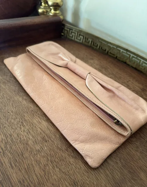 Hobo International Pink Leather Bow Clutch Bag