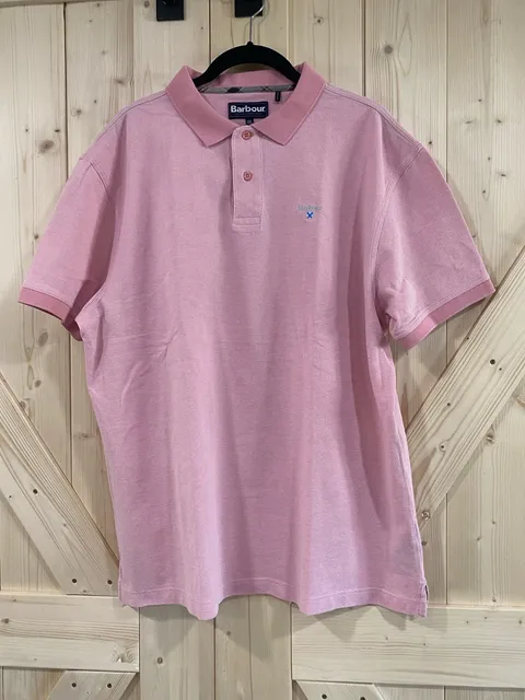 Barbour Polo Shirt Size XXL Pink Short Sleeve Cotton Logo