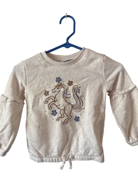 Kids Headquarters Unicorn Sweatshirt Size 4T Cream Floral Long Sleeve