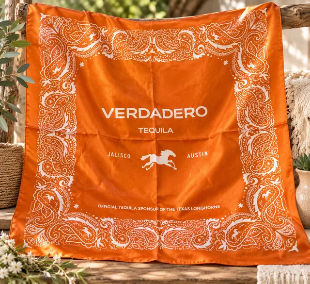 Verdadero Tequila Promotional Bandana Orange White Texas Longhorns