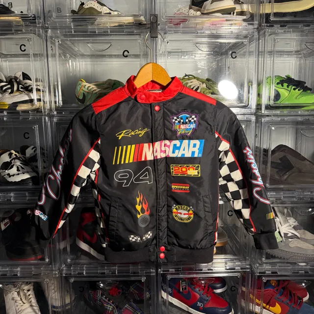 Nascar Racing Jacket Size 6/7 Black Red Checkered 94 Kids