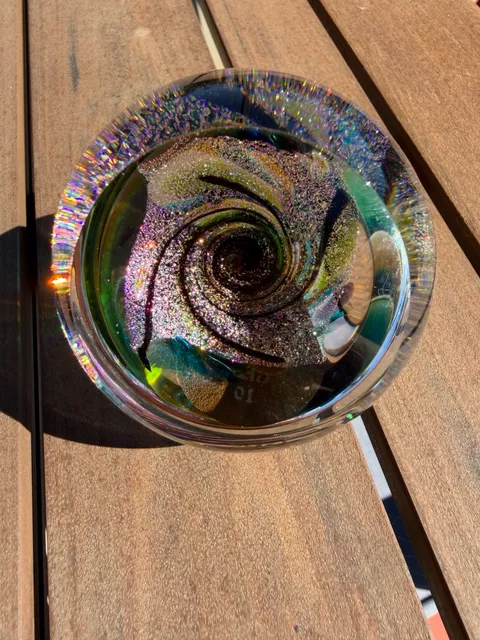 Glass Eye Studio 2010 Twilight Fireball Art Glass Paperweight