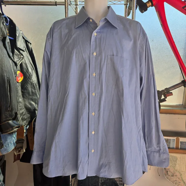 Gitman Bros Pinpoint Oxford Shirt 17 1/2 34 Blue Long Sleeve