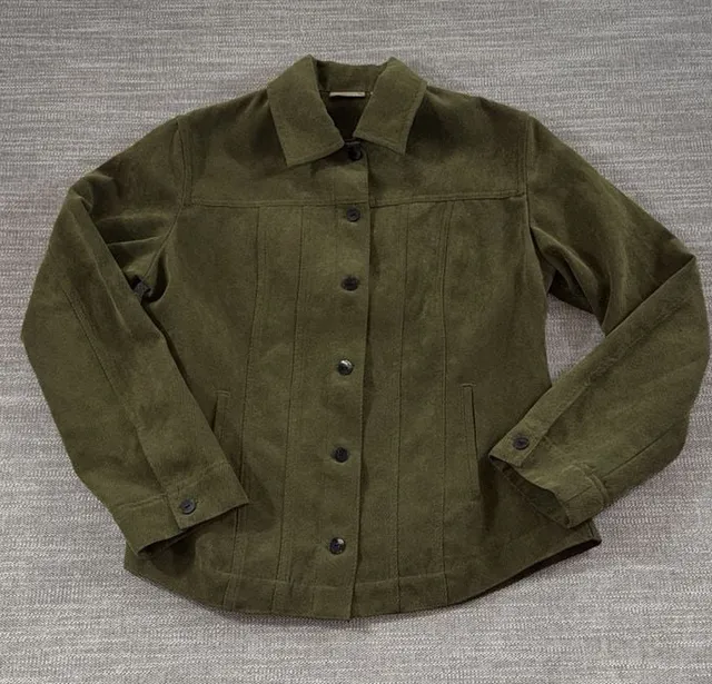 Chico's Corduroy Jacket Size 0 Green Polyester Button Down