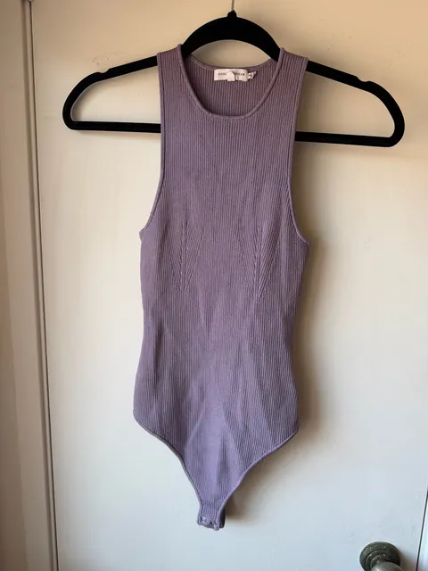 Good American Ribbed Bodysuit Lavender