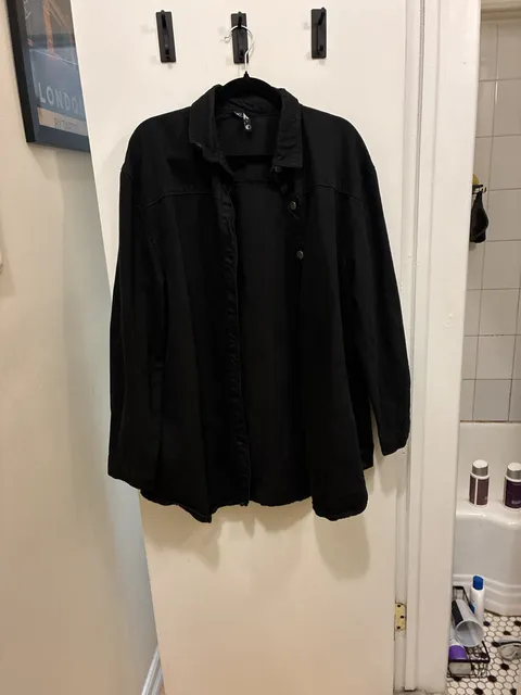 Nasty Gal Black Denim Oversized Shirt US 8