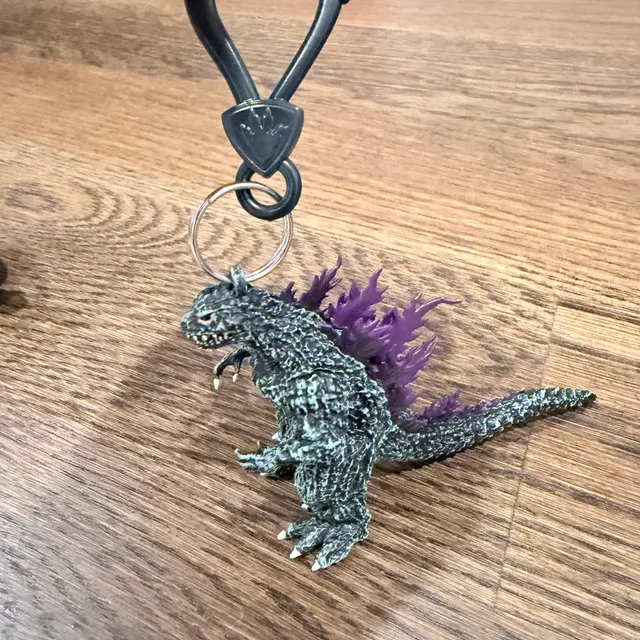 Godzilla Purple Spikes Figural Keychain Clip