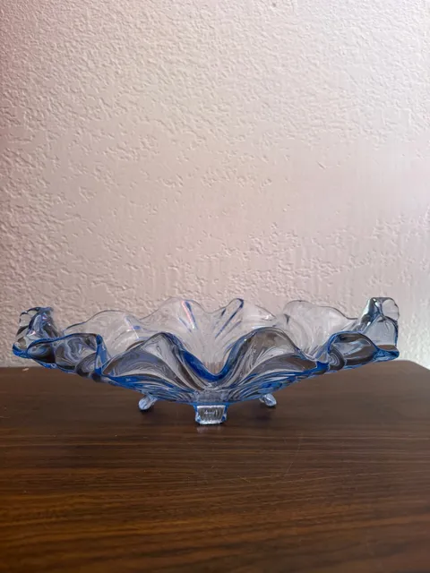 Cambridge Glass Caprice Moonlight Blue 4-Toed Handled Console Bowl