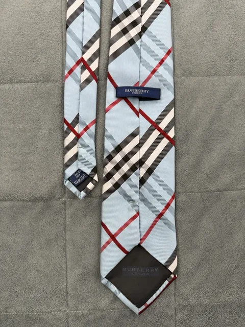 Burberry London Silk Plaid Tie Light Blue Check Italian