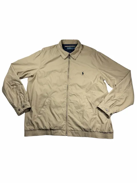Polo Ralph Lauren Harrington Jacket Mens XL Tall Khaki Plaid Lined Windbreaker