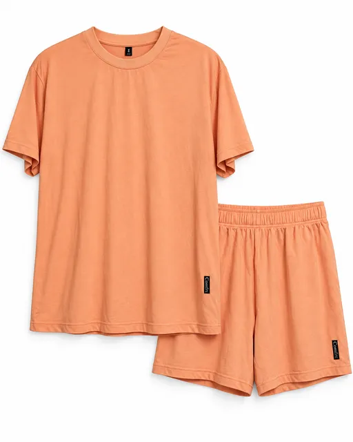 Comfrt Lounge Set T-Shirt And Shorts Size S Peach Rayon Spandex