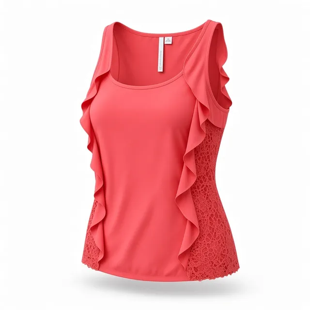LC Lauren Conrad Ruffle Lace Tank Top Size XS Coral