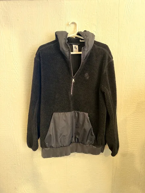 Nike Sherpa Fleece Hoodie Size L Black Half Zip Pullover