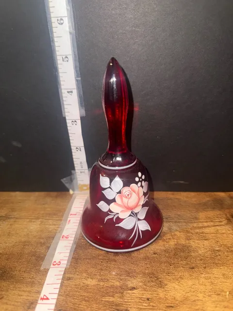 Westmoreland Red Glass Bell, Artist Signed 1980 Vintage - ,