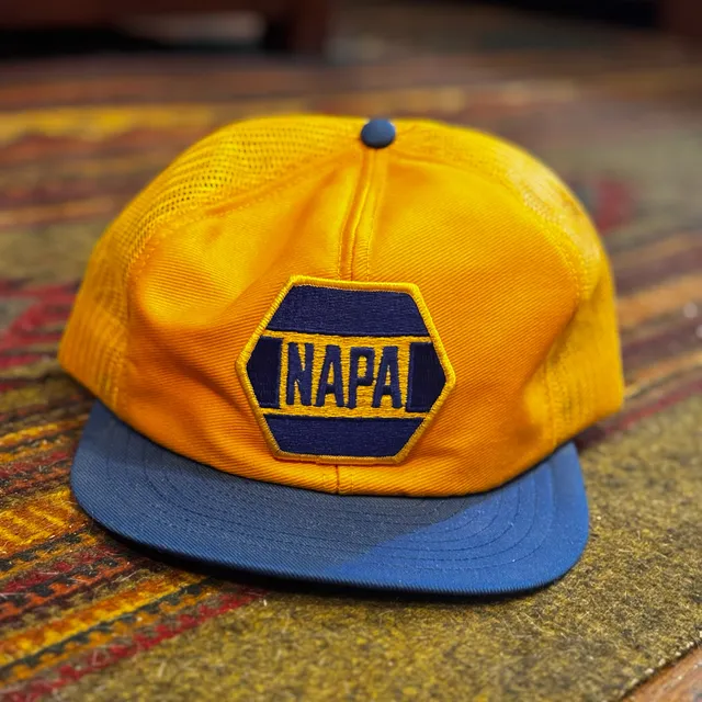 Vintage NAPA Auto Parts Trucker Hat Snapback Yellow Blue