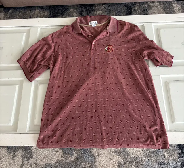 Sea Palms By Hartwell FSU Polo Size L Burgundy Diamond Knit Vintage