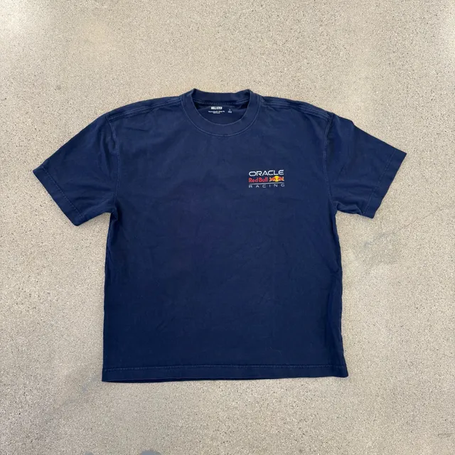 Hollister Oracle Red Bull Racing T-Shirt Size L Navy Heavyweight