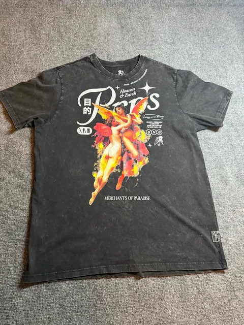 PRPS Heaven & Earth Graphic T-Shirt Size L Black Cotton
