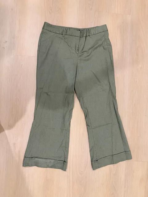 Bisou Bisou Michele Bohbot Pants Size 10 Green Twill Cropped