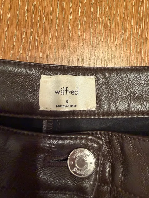 Wilfred Vegan Leather Pants Size 8 Brown Straight Leg