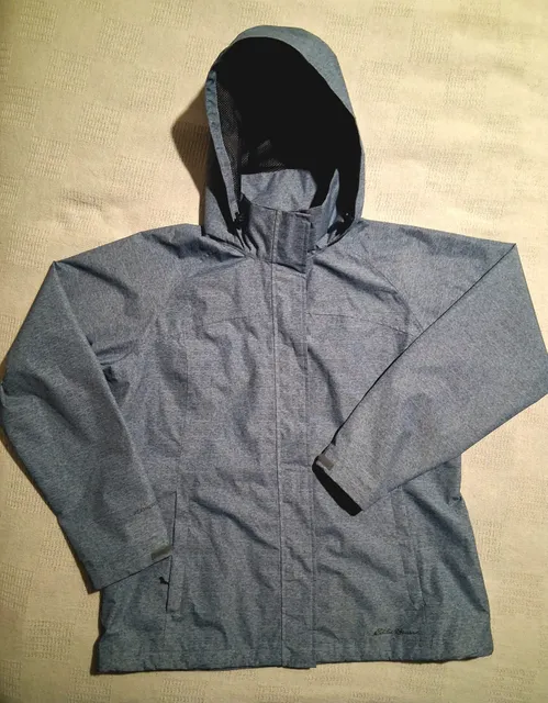 Eddie Bauer WeatherEdge Rain Jacket Blue Heathered Size M
