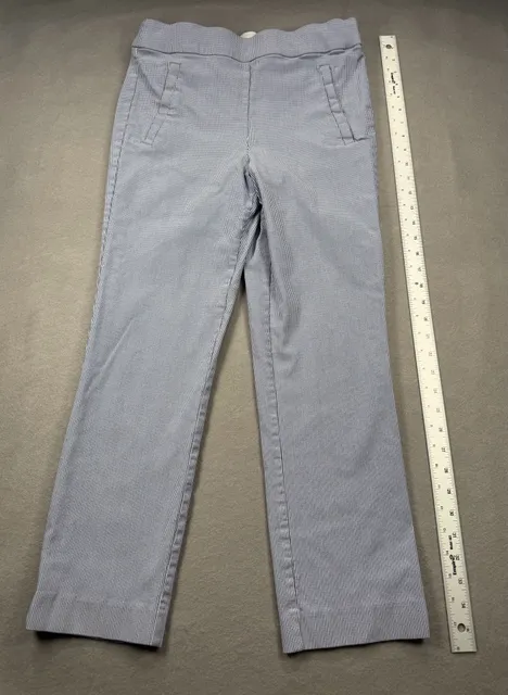 Takara Seersucker Pull-On Pants Size L Blue White Houndstooth Stretch