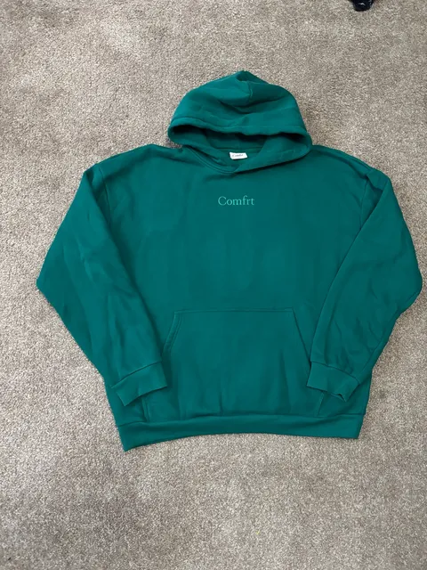 Modern Heavyweight Comfrt Hoodie Size 3XL Emerald Green Oversized Pullover Sweatshirt