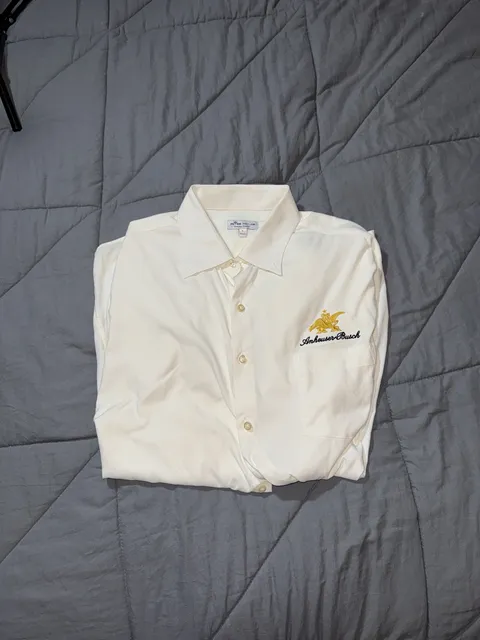 Peter Millar Anheuser Busch Summer Comfort Dress Shirt Size L White
