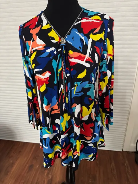 Joseph Ribkoff Shirt Size 6 Multi Floral Print Made in Canada